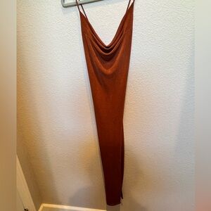 **Elegant Bronze column Dress by “She Is” size 6